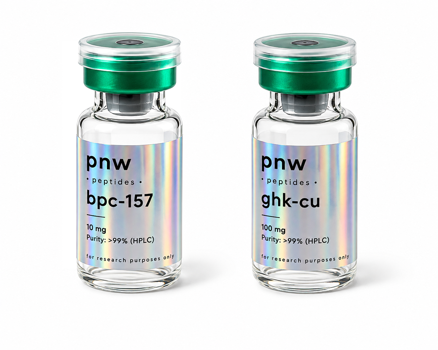 Three clear laboratory research vials on an ivory surface